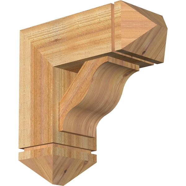 Ekena Millwork Funston Arts and Crafts Rough Sawn Bracket w/ Offset Brace, Western Red Cedar, 8"W x 20"D x 20"H BKT0806X20X20FST03RWR - main